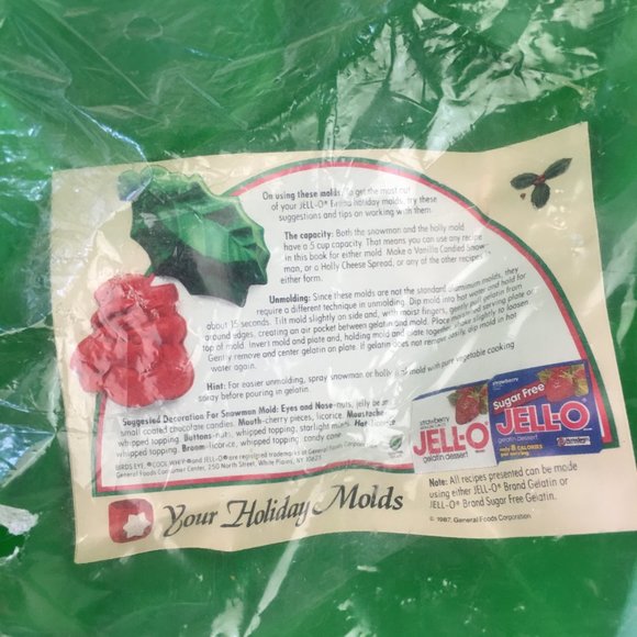3 Vtg 1987 Jello Holiday Mold Holly Christmas Winter Plastic 2 Sealed 1 Opened - Picture 7 of 11